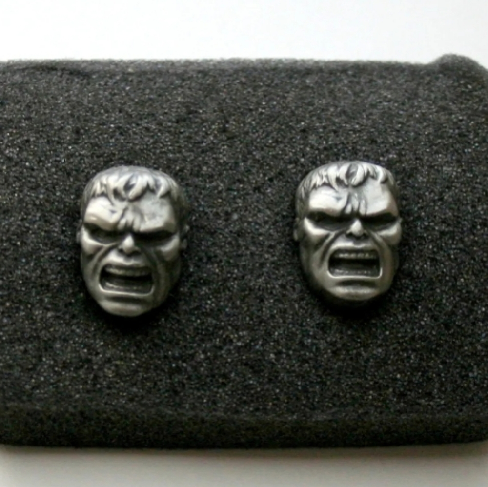 Marvel Comics The Incredible Hulk Head Metal Cuff Links New NOS Box